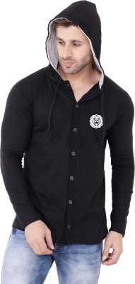 tfurnish Men Self Design Casual Black Shirt