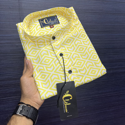 Stellalifestyle Men Solid Casual Yellow, White Shirt