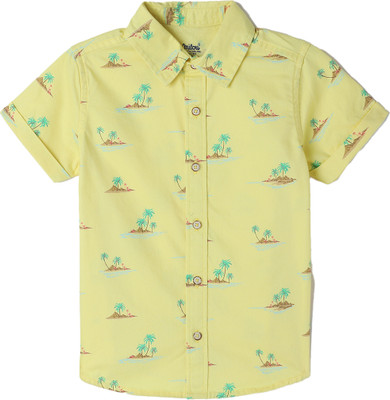 milou Boys Printed Casual Yellow Shirt