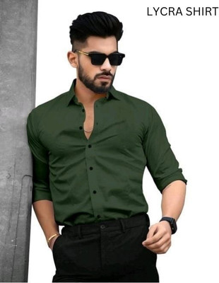STYLE FEB Men Solid Casual Green Shirt