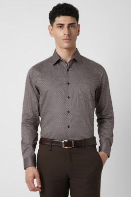 VAN HEUSEN Men Printed Formal Brown Shirt