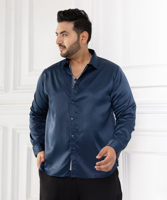 Instafab Plus Men Self Design Casual Blue Shirt