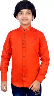 SQS Boys Solid Casual Orange Shirt