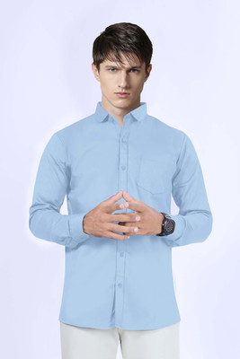 ISUEL FAB Men Solid Casual Blue Shirt