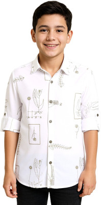 Charchit Boys Printed Casual White Shirt