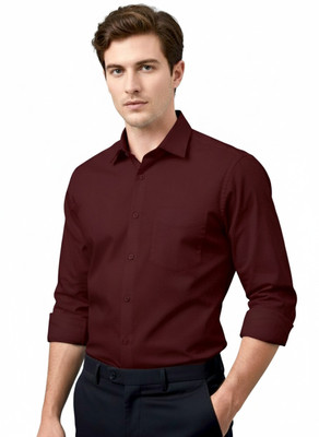Fashion original Men Solid Formal Maroon Shirt