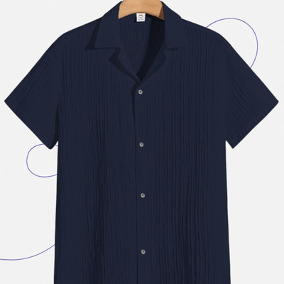 Nita creation Men Self Design Formal Dark Blue Shirt