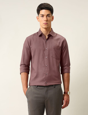 ARROW Men Solid Formal Brown Shirt