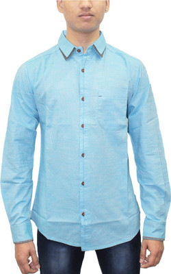 KUONS AVENUE Men Self Design Casual Blue Shirt