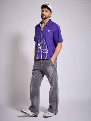 FUGAZEE Men Printed Casual Purple Shirt