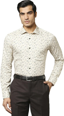 PARK AVENUE Men Floral Print Formal Beige Shirt