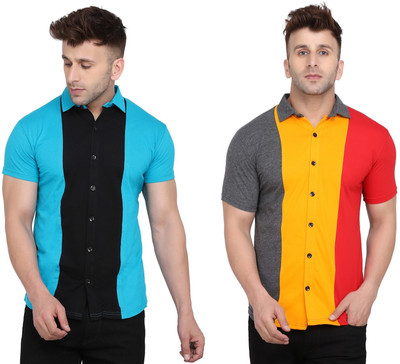 GEUM Men Solid Formal Multicolor Shirt(Pack of 2)