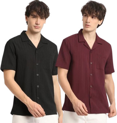 METRONAUT Men Solid Casual Multicolor Shirt(Pack of 2)