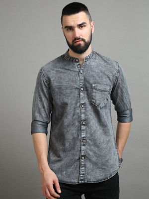 CHEEBA Men Printed Casual Grey Shirt