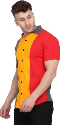 GEUM Men Solid Formal Grey, Yellow, Red Shirt