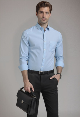 MAENVOG Men Solid Formal Blue Shirt