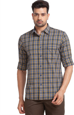 COLORPLUS Men Checkered Casual Blue, Yellow, White Shirt