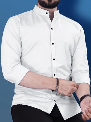 VeBNoR Men Solid Casual White Shirt