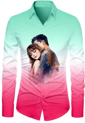 VMENTERPRISE Men Printed Casual Pink Shirt