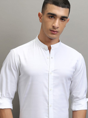 HIGHLANDER Men Self Design Casual White Shirt