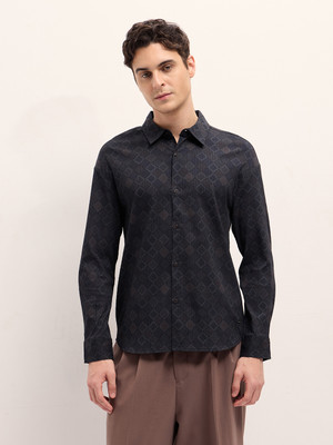 THE BEAR HOUSE Men Printed Casual Black Shirt