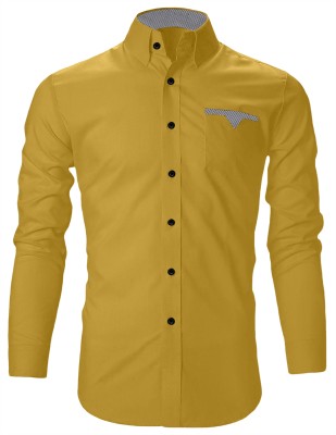 FINIVO FASHION Men Solid Casual Yellow Shirt