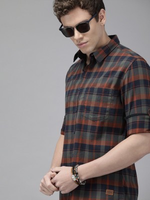 Roadster Men Checkered Casual Blue Shirt