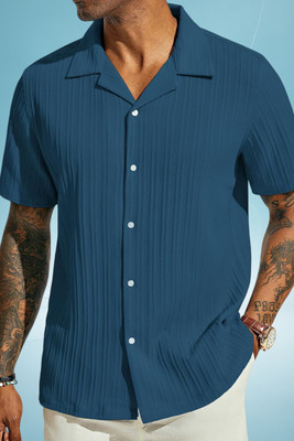 A Metron Men Solid Casual Blue Shirt