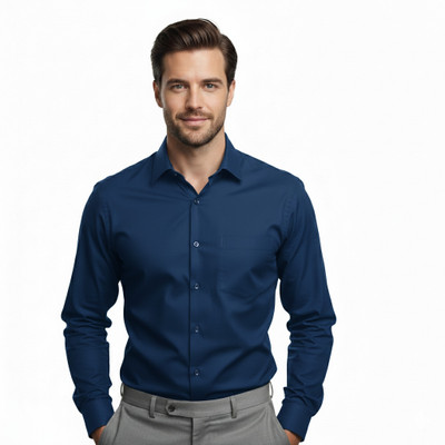 GALAXOMUS CLOTHING Men Solid Formal Blue Shirt