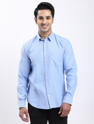 INDIAN TERRAIN Men Solid Casual Blue Shirt