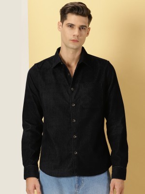 THOMAS SCOTT Men Self Design Casual Black Shirt