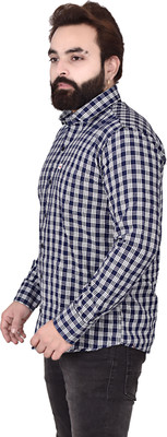 Ayansh Denix Men Solid Casual White, Dark Blue Shirt