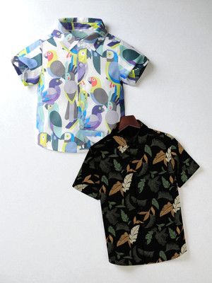 KIDOOZA Boys Printed, Striped Casual Multicolor Shirt(Pack of 2)