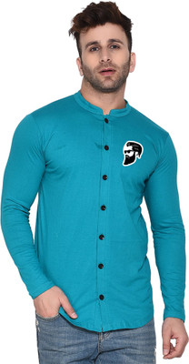 GEUM Men Printed, Solid Casual Light Green Shirt