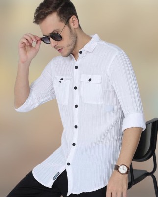 Vishuket Fashion Men Self Design Casual White Shirt