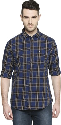 BASICS Men Checkered Casual Blue Shirt