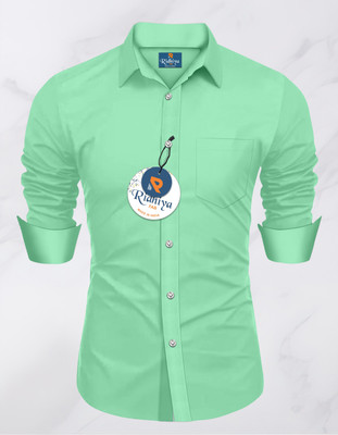 Dharma Production Men Solid Casual Light Green Shirt