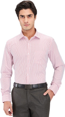 PARK AVENUE Men Striped Formal Red Shirt