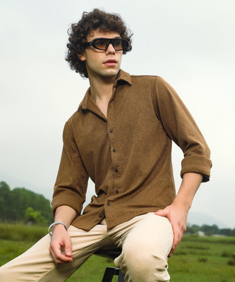 CAMPUS SUTRA Men Printed Casual Brown Shirt