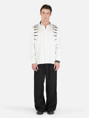 clubhavana Men Printed Wedding & Party White, Black Shirt