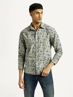 LEVI'S Men Floral Print Casual Light Green Shirt