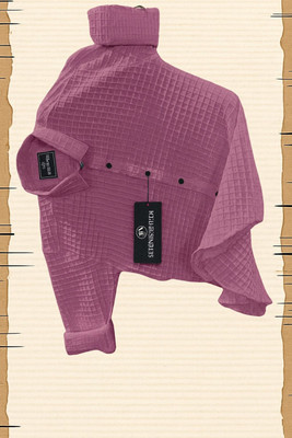 SEVENTEENSTITCH Men Self Design Casual Pink Shirt