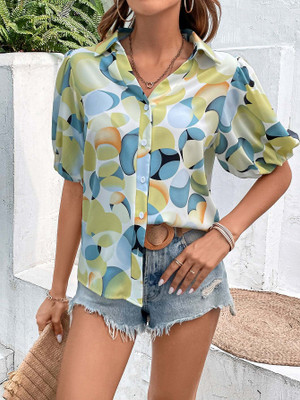 OUTZIDR Women Printed Casual Multicolor Shirt
