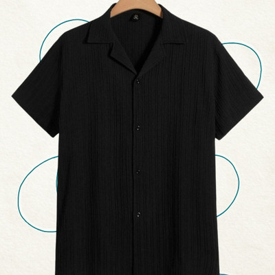 Dharamraj Fashion Men Self Design Casual Black Shirt