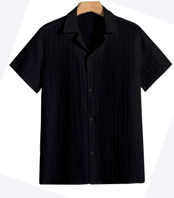 LIMDILEVEN Boys Solid Casual Black Shirt