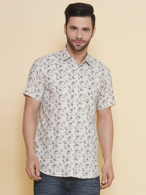 LOUIS MONARCH Men Printed Casual Beige, Grey Shirt