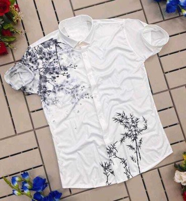 ANITA FASHION Men Printed Casual White, Black Shirt