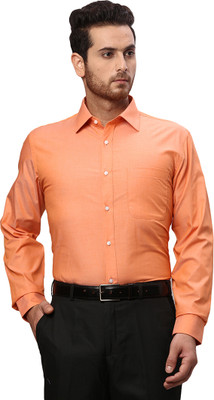Raymond Men Solid Formal Orange Shirt