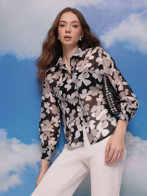 CORSICA Women Printed Casual Black Shirt