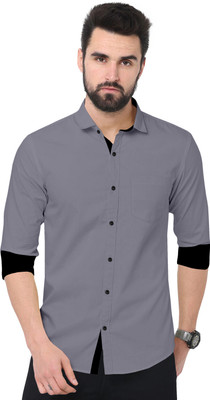RGSTORE Men Solid Casual Grey Shirt